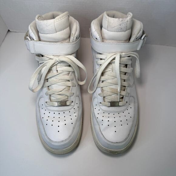 Nike Air Force 1 Mid Sneaker Shoes Triple White Men\'s Size 12 315123-111